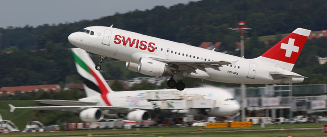 Swiss und Emirates in Zürich: Die Airlines sind keine Freunde.