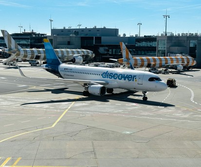 Ein Airbus A320 von Discover: In Marroko musste solch ein Jet am Boden bleiben.