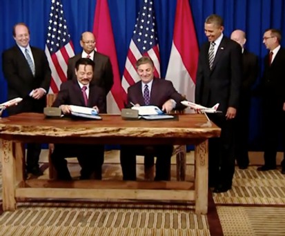 Vertragsunterzeichnung von Boeing und Lion Air: Sogar US-Präsident Obama war nach Indonesien gereist.