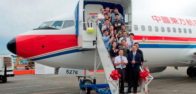 Empfang einer Boeing 737-700 im Jahr 2001: China Eastern expandiert kräftig.