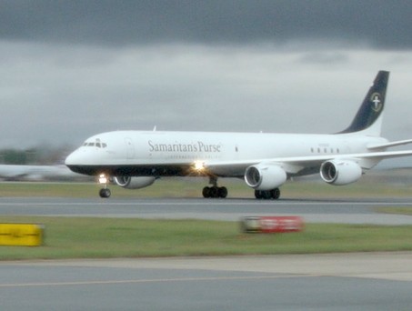 DC-8 von Samaritans Purse: Die Hilfsorganisation hat das Flugzeug ausgemustert.