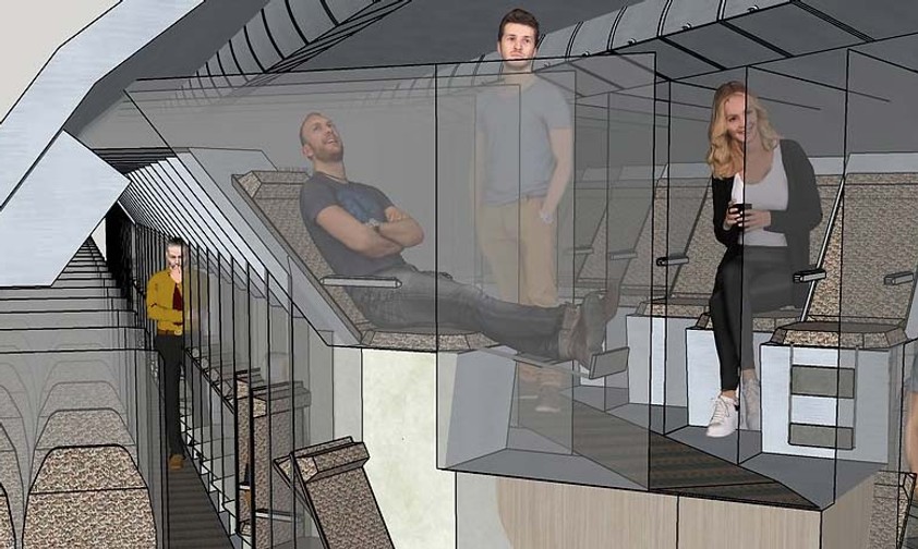 Konzept von IP Ventures: Außen Economy-Sitze, in der Mitte Premiumplätze.