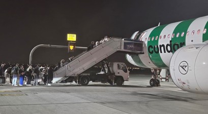 Ein Airbus A321 Neo am 6. März in Muscat: Condor für im Auftrag der Bundesregierung Rückholflüge durch.