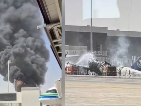 Bilder vom Flughafen Riyadh: Eine Rakete soll ein Flugzeug getroffen haben.