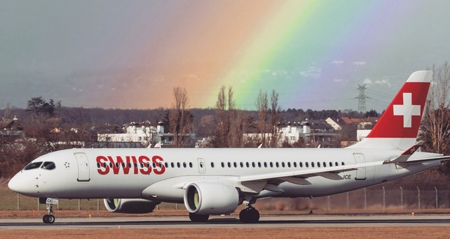 Airbus A220 von Swiss in Genf: Kaum noch Flüge.