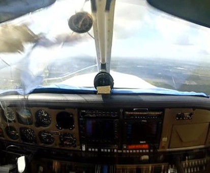 Was ein Vogel mit der Cockpitscheibe macht