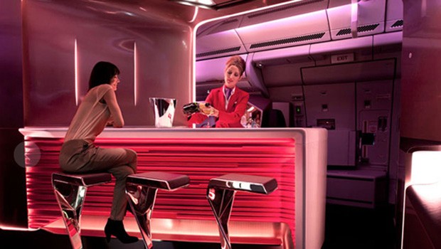 Platz 10: Die Bar. Virgin Atlantic führte diese zumindest schon in der Premium-Klasse Upper Class ein.