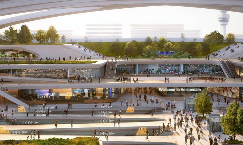 Mock-up of a future Hyperloop station at the airport in Amsterdam: The Royal Schiphol Group believes in technology.
