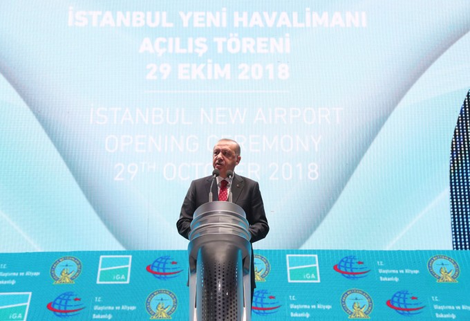 Präsident Recep Tayyip Erdoğan eröffnete den neuen Flughafen Istanbul am 29. Oktober feierlich.