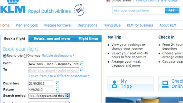 KLM als Comic: In der realen Welt sind die Tarife höher.