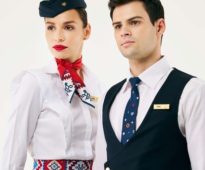 Neue Uniformen für das Air-Serbia-Personal: Das Design soll traditionelle serbische Symboliken aufnehmen.