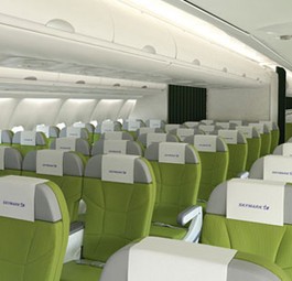 Ganz in grün: Die neue Premium Economy soll Geschäftsreisende ansprechen.