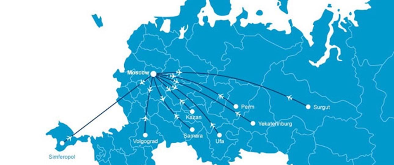 Das geplante Streckennetz von Dobrolet: Es soll auch bei der neuen Airline etwa so aussehen.
