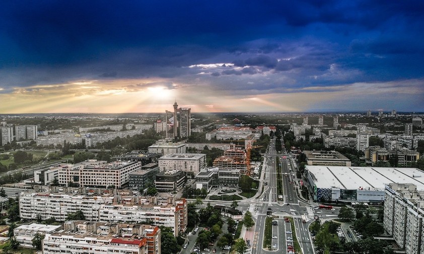 Blick über Neu-Belgrad, das für seine Architektur bekannt ist