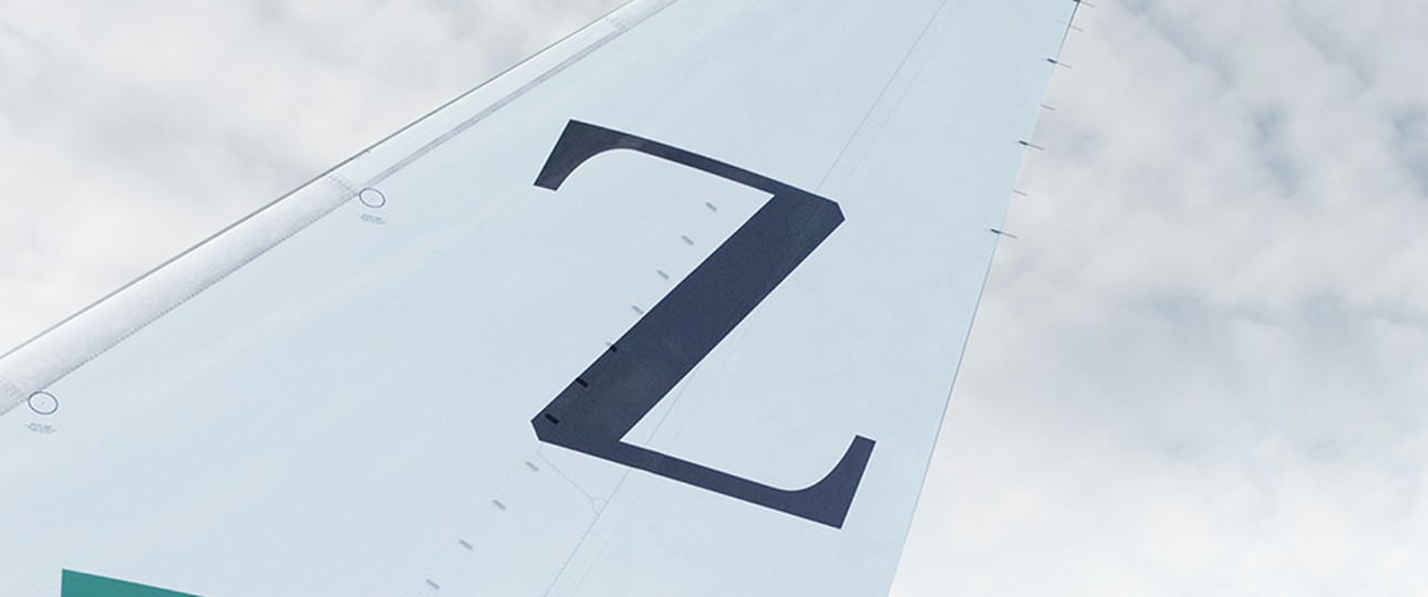 Heckflosse eines Dreamliners von Zipair: Das Logo kann falsch verstanden werden.