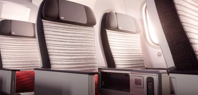 So sieht die Premium Economy bei von Hainan Airlines in der 787-9-Kabine mit insgesamt 294 Plätzen aus und ...