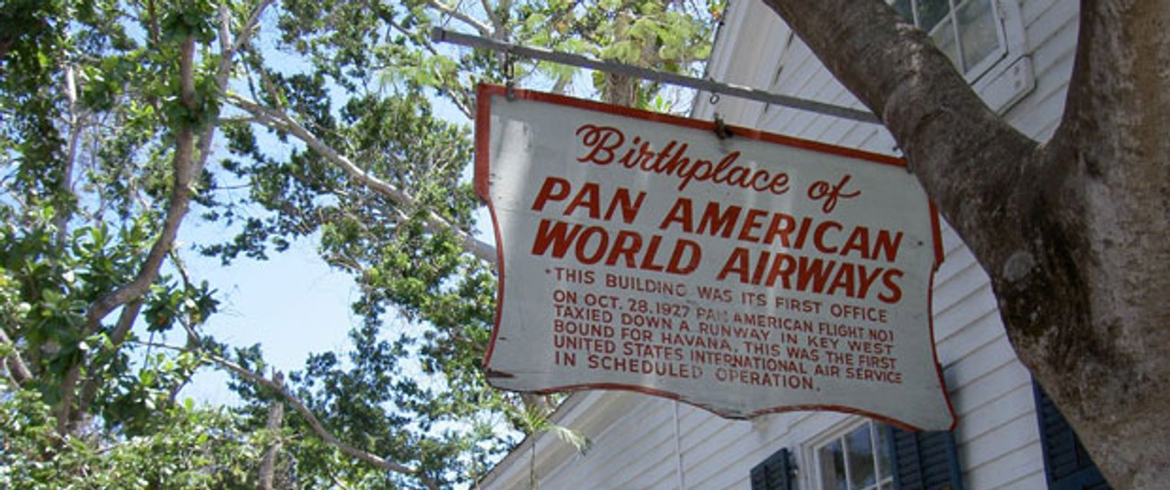 Pan American World Airways: Das erste Büro war auf Key West in Florida - noch heute erinnert ein nostalgisches Zeichen an den «Geburtsort» der Airline. Die Airline schaffte es nicht aus der Krise.