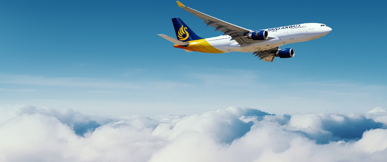 Lackierung am Computer: In Wahrheit war der Jet von Hans Airways weiß.
