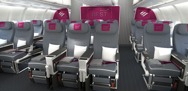 Im Best-Bereich gibt es einen Sitzabstand von 115 Zentimetern - das ist deutlich mehr als in der Premium Economy von Lufthansa, aber klar weniger als in einer üblichen Business Class.
