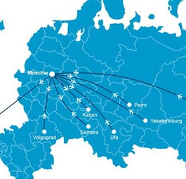 Das geplante Streckennetz von Dobrolet: Es soll auch bei der neuen Airline etwa so aussehen.