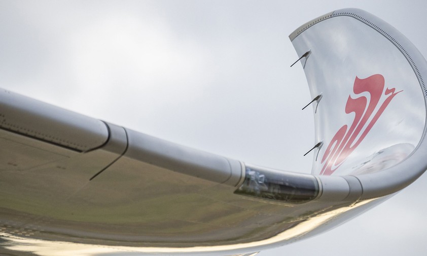 Sharklet of an Air China A350: Soon to be seen more often at airports.