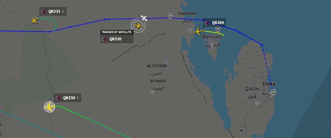 Luftraum über Katar: Flugzeuge drehten ab.