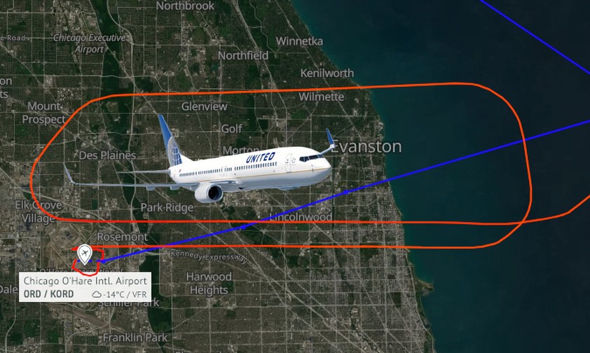 Boeing 737 von United und das Ende des Flugverlaufs von Flug UA1857 am 12. Dezember 2024: Am Ende auf anderer Piste gelandet.