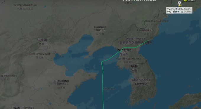S7- Flug 6245 von Vladivostok nach Shanghai führt neu über Nordkorea.