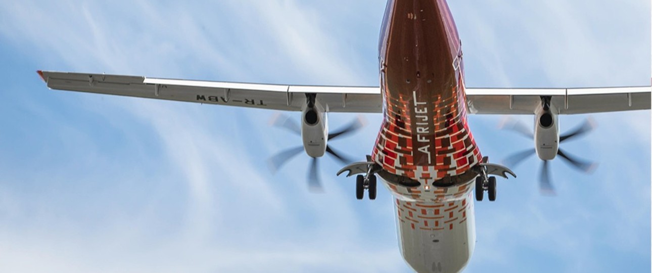 Eine ATR-72 von Afrijet: Der Staat Gabun hat 56 Prozent der Anteile übernommen.
