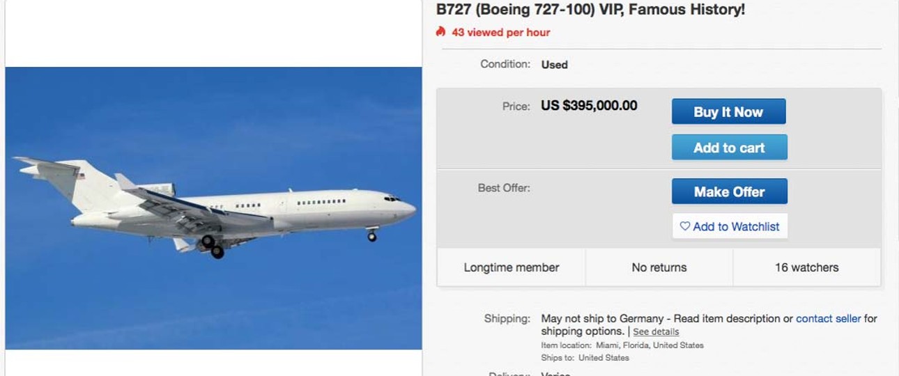 Epsteins Boeing 727 auf Ebay: Der verurteilte Sexualstraftäter ließ mit dem Jet auch minderjährige Frauen auf seine Insel fliegen.