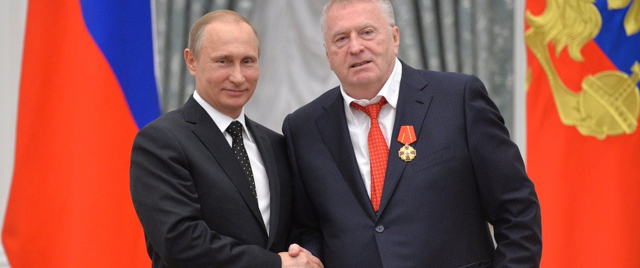 Vladimir Putin und Vladimir Zhirinovsky 2015: Der Präsident verlieh dem Politiker den Alexander-Nevsky-Orden.