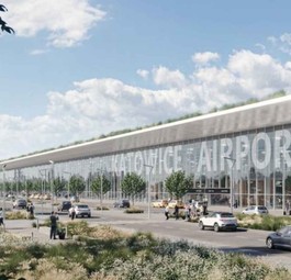 So soll das neue Passagierterminbal am Flughafen Katowice aussehen.