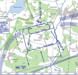 Platzrunden-Karte des Flugplatzes Schönhagen: Die DFS bietet kostenlos nur  eingeschränkte Optionen bei der neuen Erweiterung.