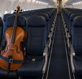Cello im Flugzeug (Symbolbild): Es wird wohl immer noch einen Sitz brauchen. 