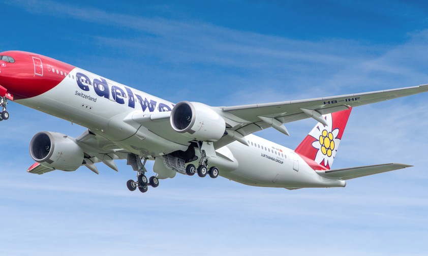 Die HB-IHF von Edelweiss: Der A350 fliegt auf 43'000 Fuss.