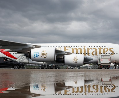 Airbus A380 von Emirates auf der ILA Berlin 2024: Die Golf-Airline will nach Berlin.