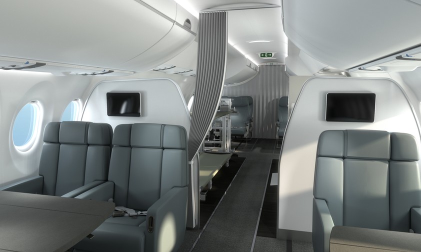 Die ACJ220 von Airbus als Ambulanzflugzeug: Lufthansa Technik entwickelt neue Kabinenlayouts.