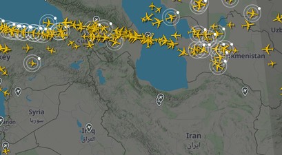 Luftraum über Nahost: Viele Wege führen nicht nach Fernost.
