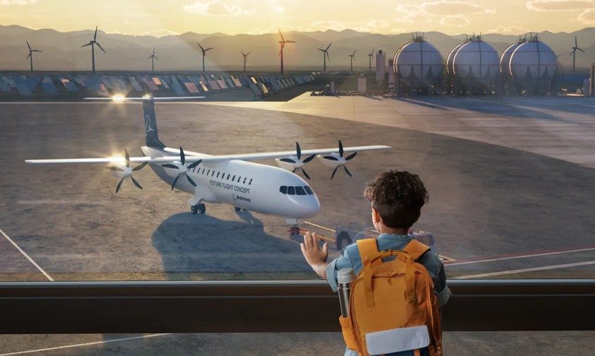 Boeing-Visualisierung für 50- bis 60-Sitzer mit E-Antrieb: Eine Tochter wird gefördert.