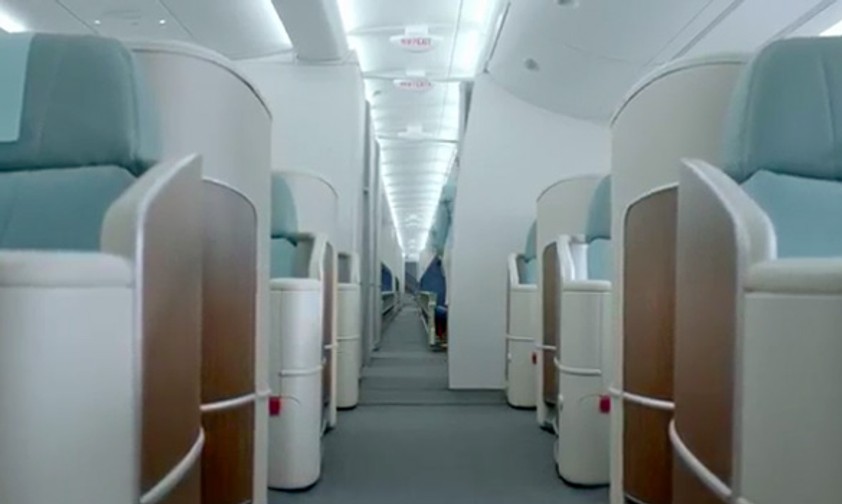 Eine Bar und einen Duty-Free-Shop gibt es an Bord der Korean-Superjumbos, ebenso wie eine Lounge für Premium-Reisende. Allein für den Shop gehen 13 Economy-Sitze verloren.