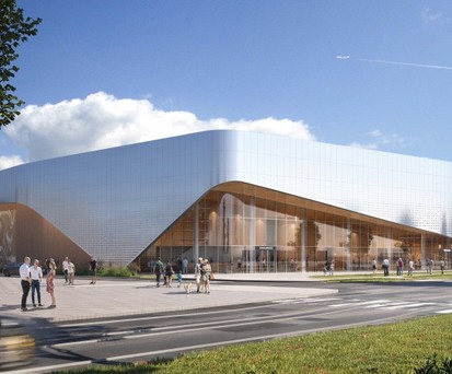 Entwurf des neuen finnischen Luftfhahrtmuseums: Es soll zum Jahreswechsel 2027/28 eröffnet werden.