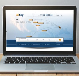 Webseite von Hi Sky: Flüge zu sechs Zielen ab Juli.