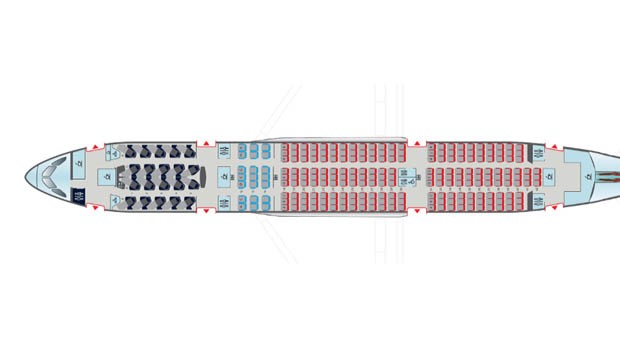 Air Canada bietet in ihren Dreamliner drei Klassen an.