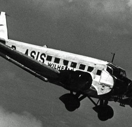 Der Kranich tritt bereits früh auf dem Leitwerk auf, aber noch ohne Umrandung.