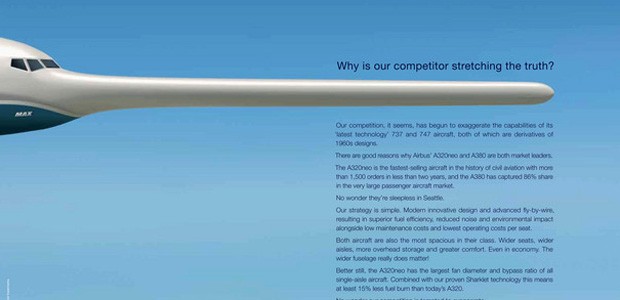 Anzeige von Airbus: B737 mit langer Nase