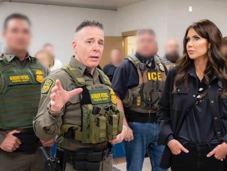 US-Heimatschutzministerin Kristi Noem mit ICE-Agenten: Es soll eine eigene Airline geben. 