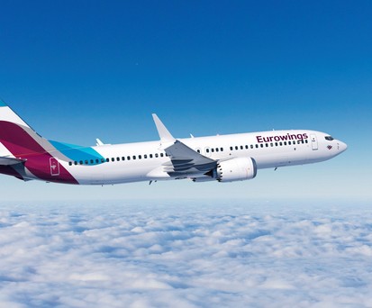 Visualisierung einer Boeing 737 Max 8 von Eurowings: Hier noch ohne Kennzeichen zu sehen.