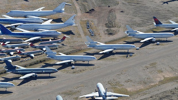 Platz 3: Der Pinal Airpark ist der größte Flugzeugfriedhof der Welt. In dem trockenen Wüstenklima sollen die eingemotteten Jets besonders gut erhalten bleiben.
