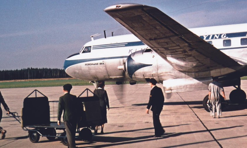 Eine Convair 340 von KLM am Flughafen Nürnberg: Hier zu sehen im Gründungsjahr des neuen Flughafens,  1955.