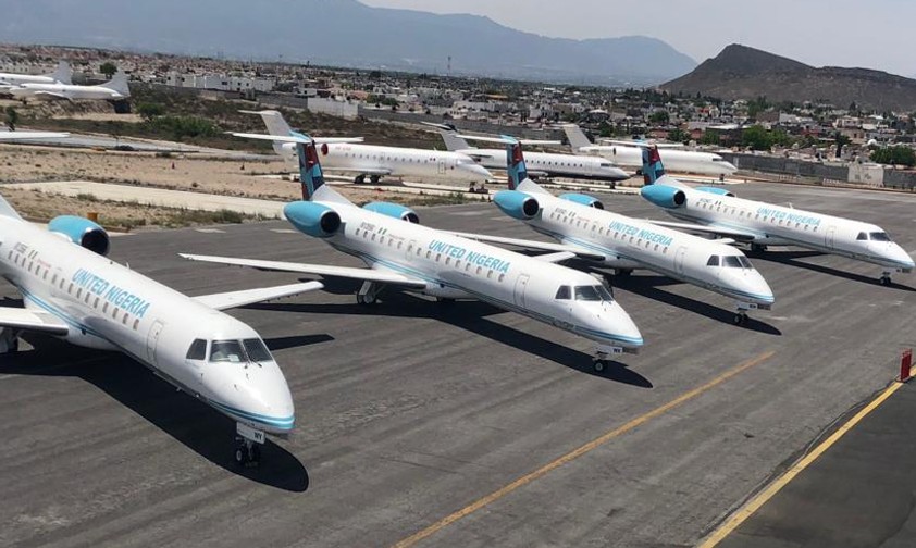 Flotte von United Nigeria: Mit Embraer E145 zu Inlandszielen.